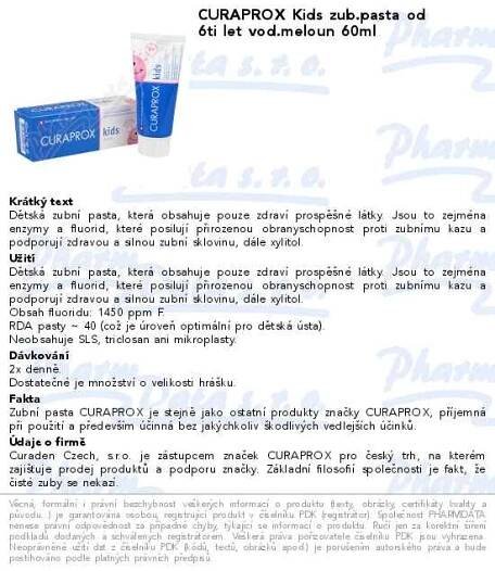 CURAPROX Kids zub.past. 6let meloun 60ml | SOS lékárna online, internetová lékárna, léky