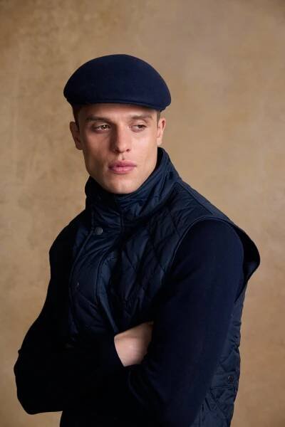Galway Felt Flat Cap - Navy