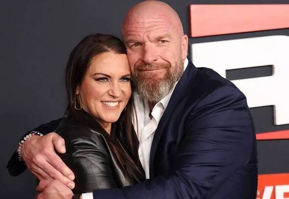 US business executives and former pro-wrestlers Paul Levesque aka Triple H and Stephanie McMahon attend Netflix's 