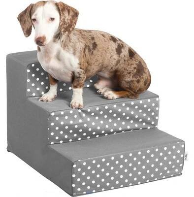Iridog Schody pro psy STEPPIE no.1 šedé s puntíky v33 x š40 x d45 cm od 1 399 Kč - Heureka.cz
