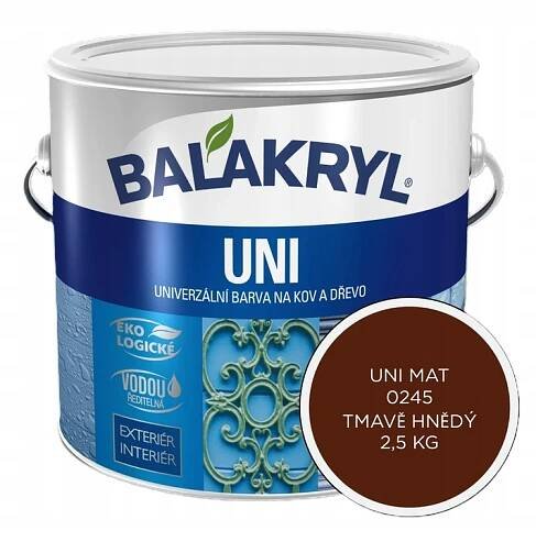 Lak na dřevo Balakryl UNI MAT Balakryl UNI MAT 2,5kg, 0245 tmavě hnědá