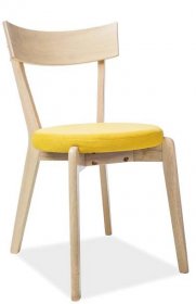 Jídelní čalouněná židle NELSON žlutá/dub medový