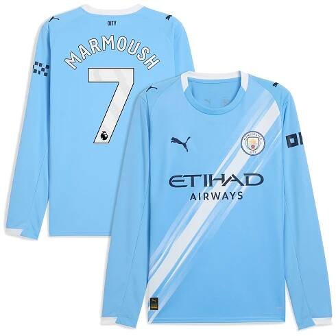 Manchester City PUMA Home Shirt 2025-26 - Long Sleeve with Marmoush 7 printing