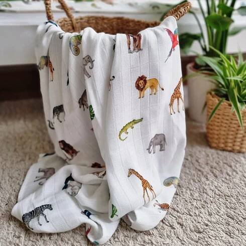 Bambusová zavinovačka/přikrývka JUNGLE 120x120 | Layette