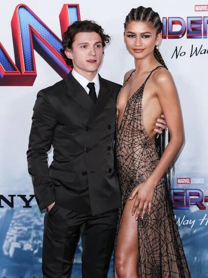 Zendaya and Tom Holland at a premiere.