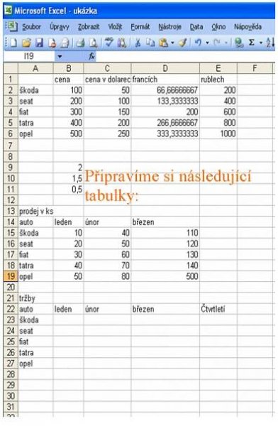 excel absolutní adresy