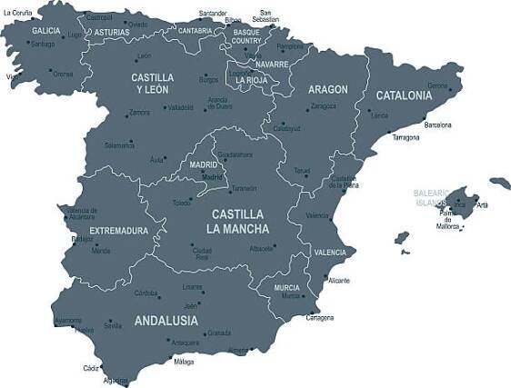 mapa španělska - malaga stock ilustrace