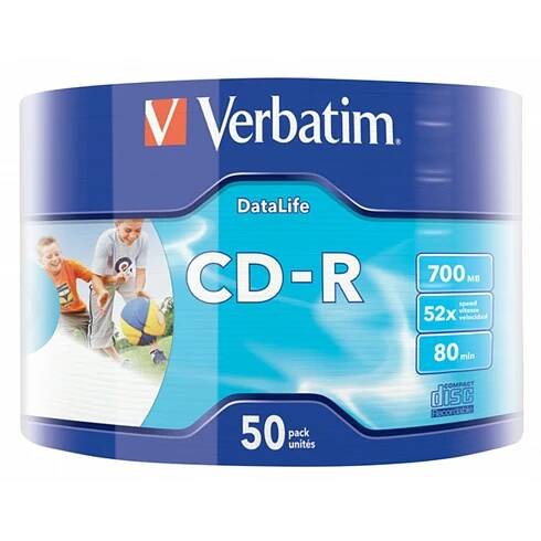 VERBATIM CD-R 700MB, 52x, wrap 50 ks (43787)