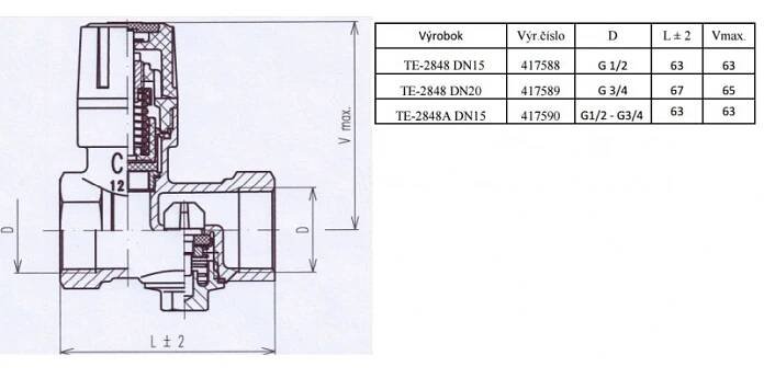 SLOVARM pojistný ventil k bojleru TE-2852 1/2", 417538