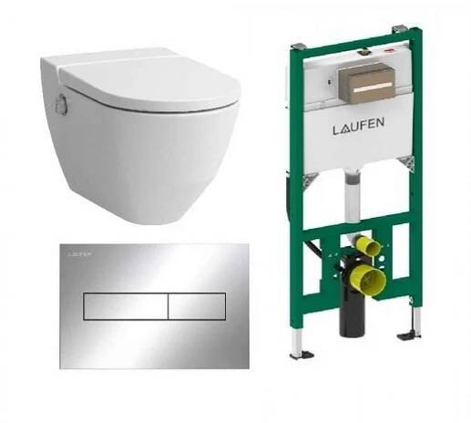 Akční balíček Laufen NAVIA závěsné WC + podomítkový modul + WC tlačítko chrom lesk + tablet | Viame.cz