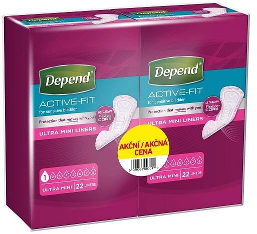 Depend Active-Fit Ultra Mini inkontinenční vložky duopack 2x22 ks