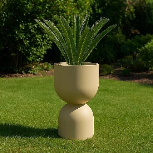 Velký zahradní květináč na terasa balkon béžový do obývacího pokoje 50 cm KIELICH Stav balení originální