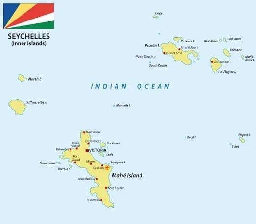 Mapa a poloha ostrova Praslin