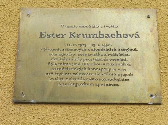 KRUMBACHOVÁ Ester – Na domě čp. 1a/953 v ulici Za zelenou liškou Praha 4 Krč – Pamětní desky v Praze