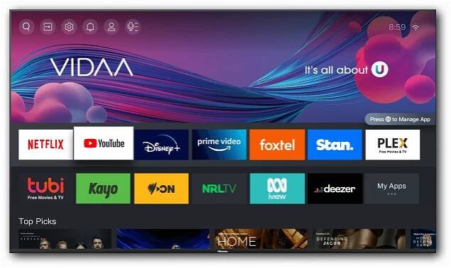 Hisense televize mají vlastní operační systém VIDAA TV
