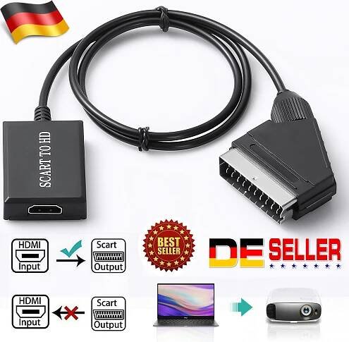 Scart auf HDMI Konverter, Scart auf HDMI Adapter Video Audio Wandler HD 1080P/720P mit