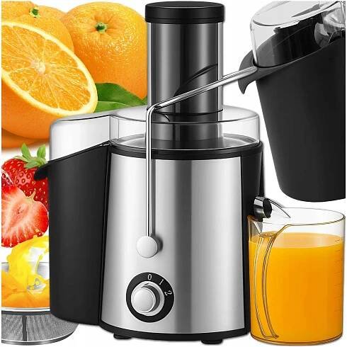 Odšťavňovač MEMFLOW ODŠŤAVŇOVAČ VELKÝ OTVOR 7CM NÁDOBA 500ML stříbrný/šedý 800 W