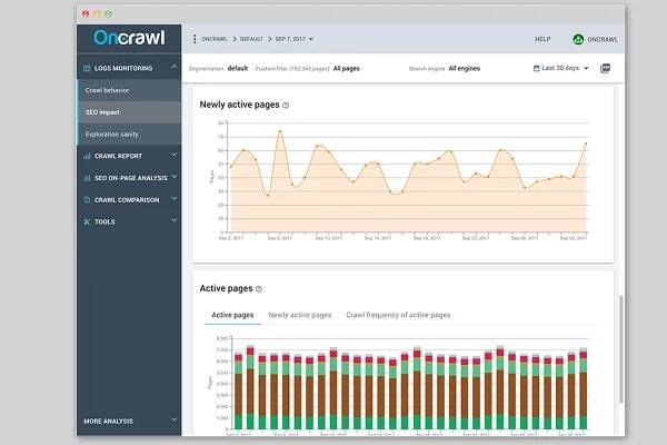 oncrawl web crawler tool interface