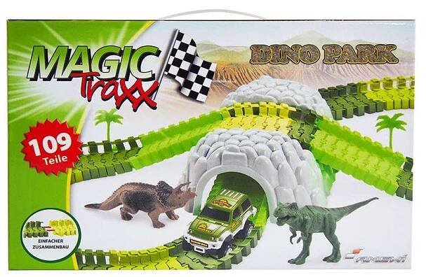 Magic Traxx Dino-Pak, Mini Set mit Tunnel 109-teilig