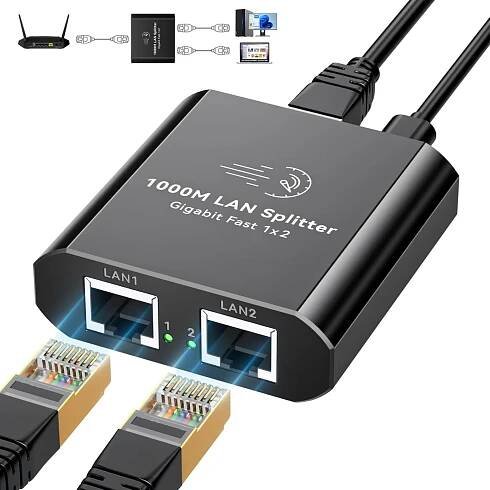 Ethernetový rozbočovač/ 1 000 Mb/s / 1 in 2 out / Od 1Kč