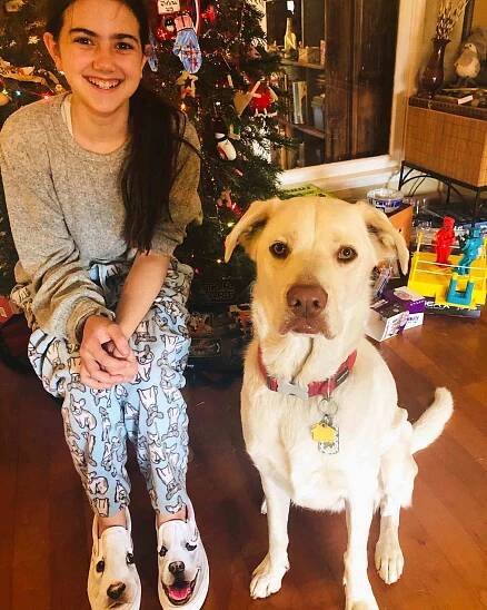 Abby Ryder Fortson with her dog Thomas