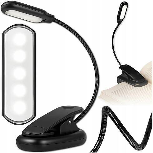 LED LAMPA NA ČTENÍ KNIH STOLNÍ S KLIPEM BEZDRÁTOVÁ AKUMULÁTOR