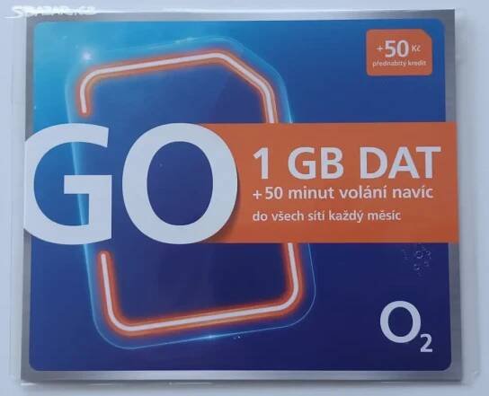 O2 SIM karta GO 1GB DAT + 50 minut volání navíc