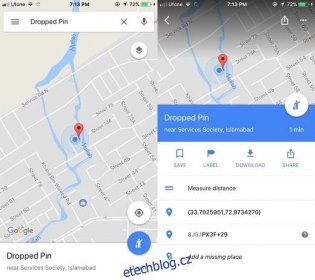 Jak měřit vzdálenost pomocí aplikace Mapy Google