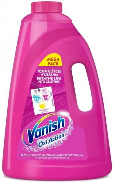 Vanish tekutý odstraňovač skvrn barevných tkanin Oxi Action Pink barva kapalina 3 L