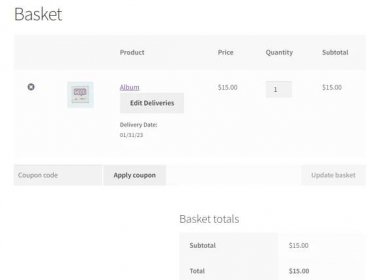 products delivery date showing on cart page