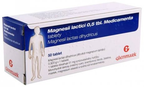 MAGNESII LACTICI 0,5 TBL. MEDICAMENTA 0,5G neobalené tablety 50 - skladem