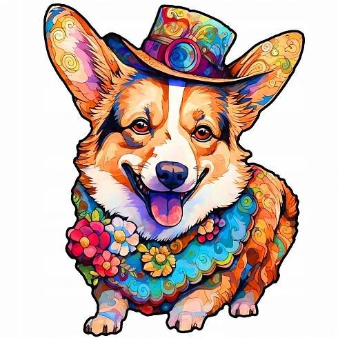 Dřevěné Puzzle Vzdělávací A3 Corgi Pes Pejsek Děti Dospělí 240el VELKÉ Stav balení originální
