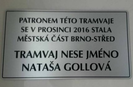 Soubor:Tramvaj DPMB Nataša Gollová - cedule.jpg – Wikipedie