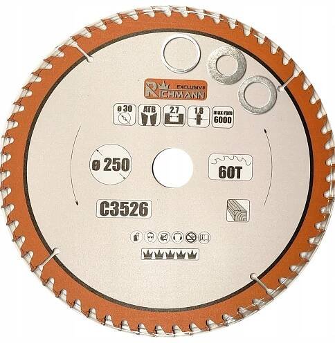 KOTOUČ VIDIOVÁ KOTOUČOVÁ PILA NA DŘEVO 255mm 60T RICHMANN C3526