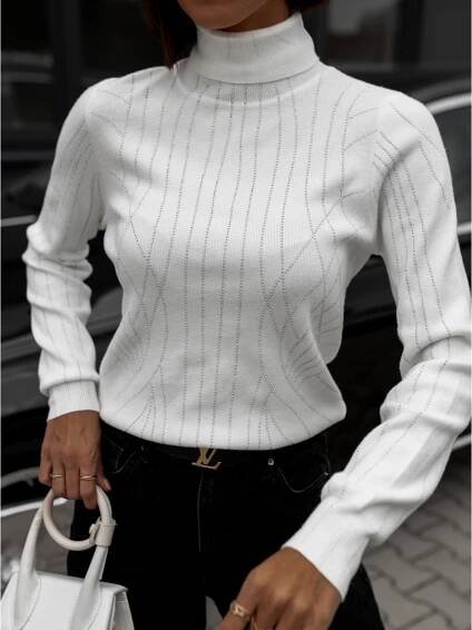 Bílý lehký svetřík KOVEDEN s rolákem | Erika Fashion