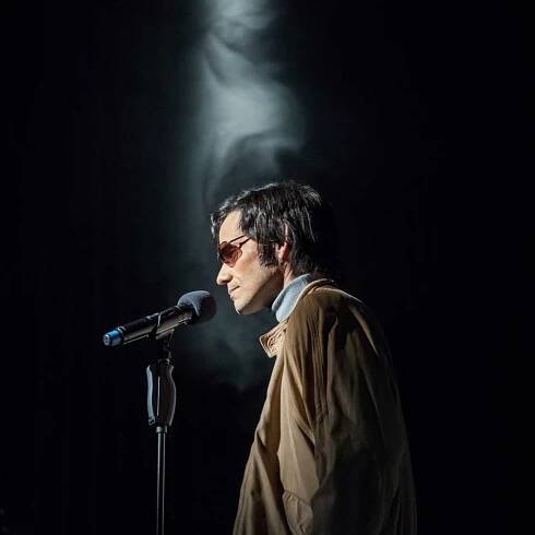 Christian Camargo in The Kid Stays in the Picture directed by Simon McBurney. (Photo: Johan Persson)