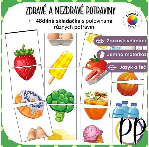 PDF aktivity do školky téma OVOCE, ZELENINA k tisku