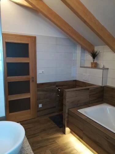 Koupelna v ubytování Apartmány U Holubů