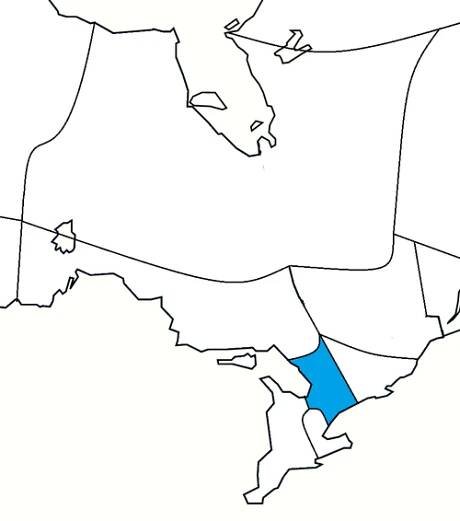 The boundaries of the diocese within the Ecclesiastical Province of Ontario.