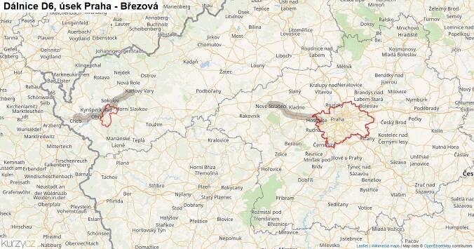 Úsek Praha - Březová, Dálnice D6 - Mapa | Kurzy.cz