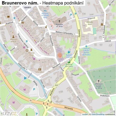 Mapa Braunerovo nám. - Firmy v ulici.