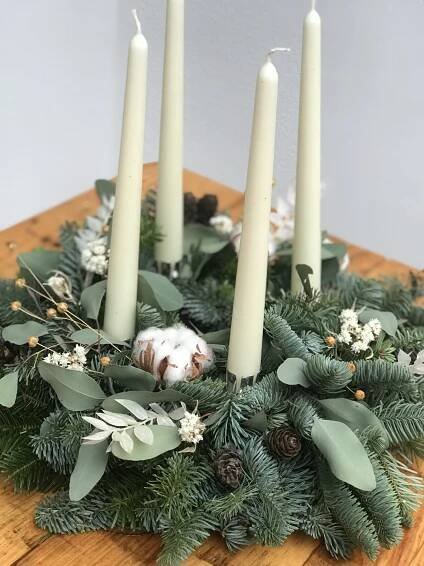 Adventní věnec s lnem - Green planets