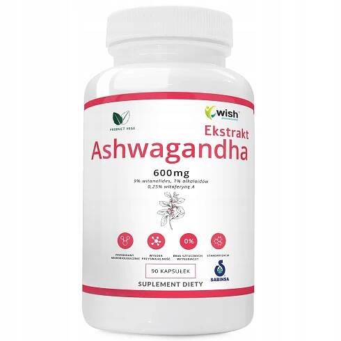 ASHWAGANDHA EXTRACT 600 mg 9% VITANOLIDŮ 90k VEGE