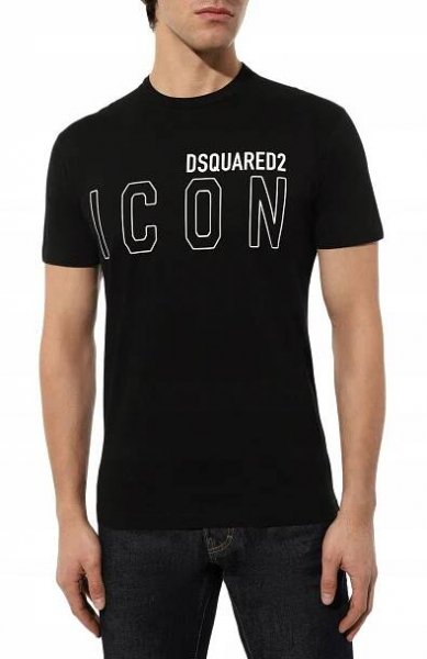 DSQUARED2 značkové pánské tričko ICON NERO -45% L Výstřih kulatý