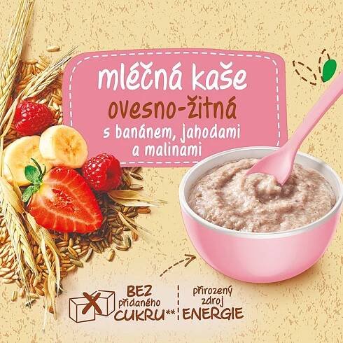 Hami Mléčná ovesno-žitná kaše na dobré ráno 210 g maliny/jahody/banán