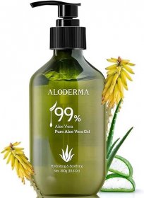 Aloderma 99% Organic Aloe Vera Gel Made within 12 Hours of Harvest - Lightweight, Non-Sticky Aloe Gel for Face and Body, S...