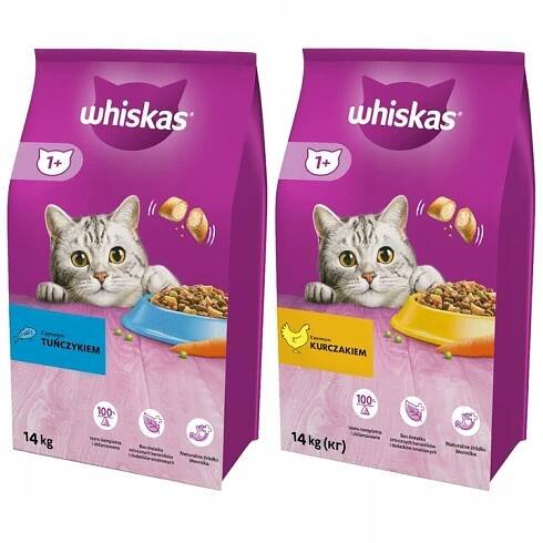WHISKAS Adult KUŘE WHISKAS Adult TUŇÁK 2x14 kg