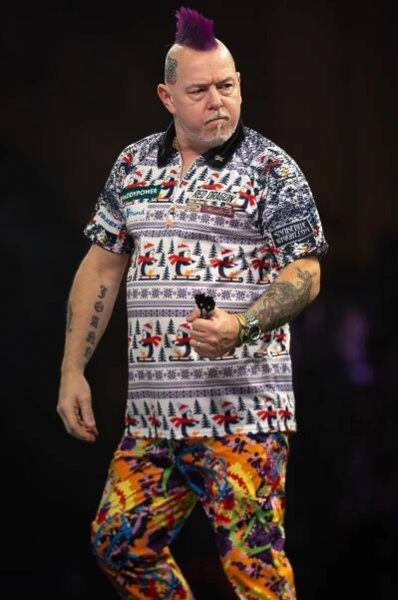 Peter Wright reacts during a World Darts Championship match.