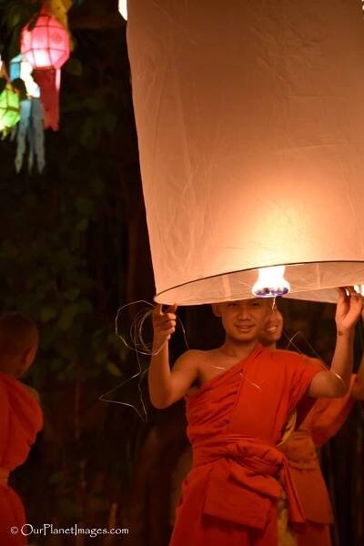 Lantern Festival Ceremony at Wat Phan Tao, Chiang Mai Thailand