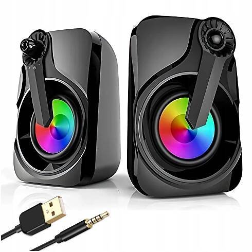 USB 2.0 POČÍTAČOVÉ REPRODUKTORY PRO PC LAPTOP TELEVIZE RGB LED AUX 2x3W
